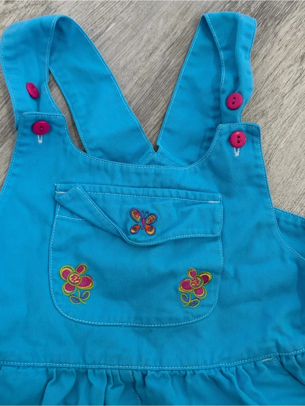 Gymboree Turquoise Girls' Short Overalls with Colorful Buttons